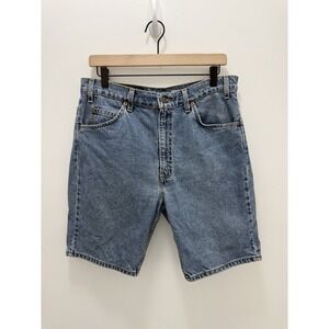 Levi's 505 Denim Shorts Mens W34 Blue Regular Fit Classic Straight Jean Shorts